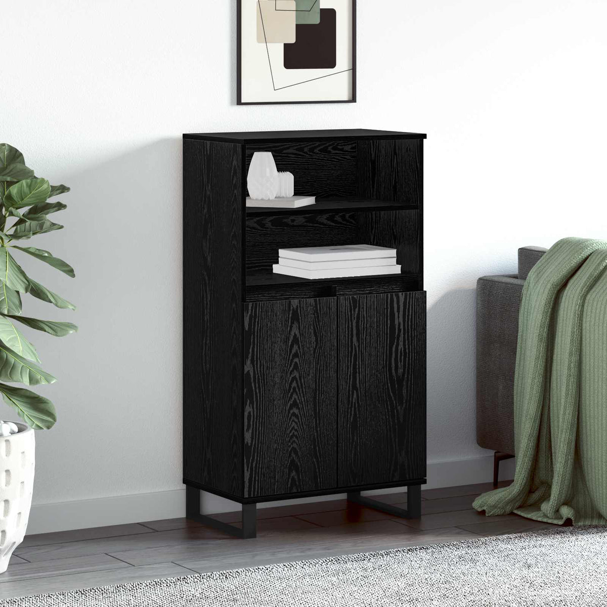 Vidaxl highboard zwart 60 x 36 x 110 cm bewerkt hout