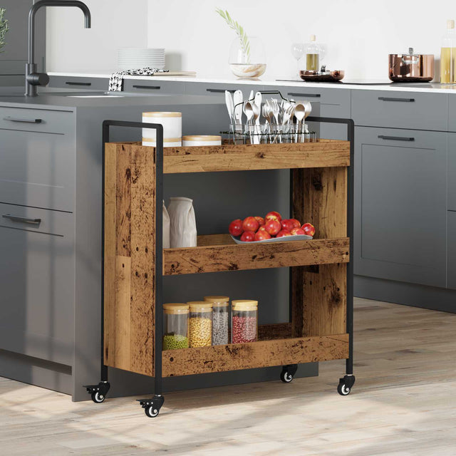 Vidaxl keuken trolley oudhout 70 x 30 x 82 cm bewerkt hout