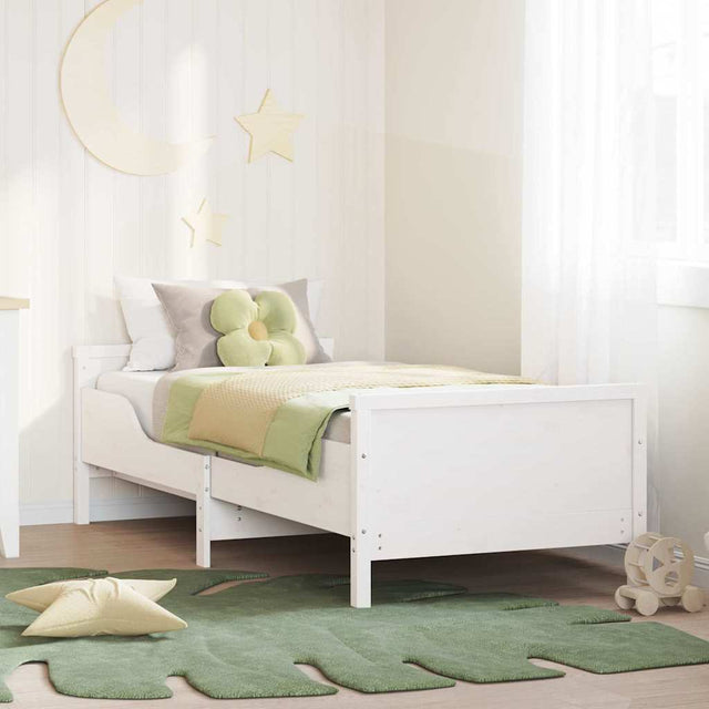 Vidaxl bedframe met hoofdeinde wit 80 x 200 cm bewerkt hout