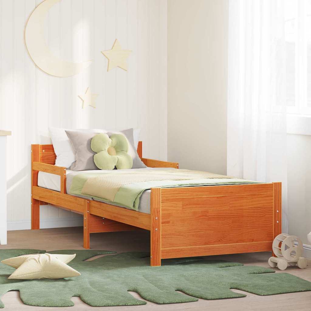 Vidaxl bedframe met hoofdeinde wasbruin 80 x 200 cm bewerkt hout