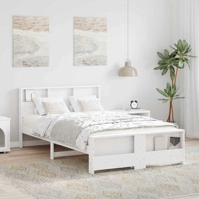 Vidaxl bedframe met plank wit 120 x 200 cm massief grenenhout