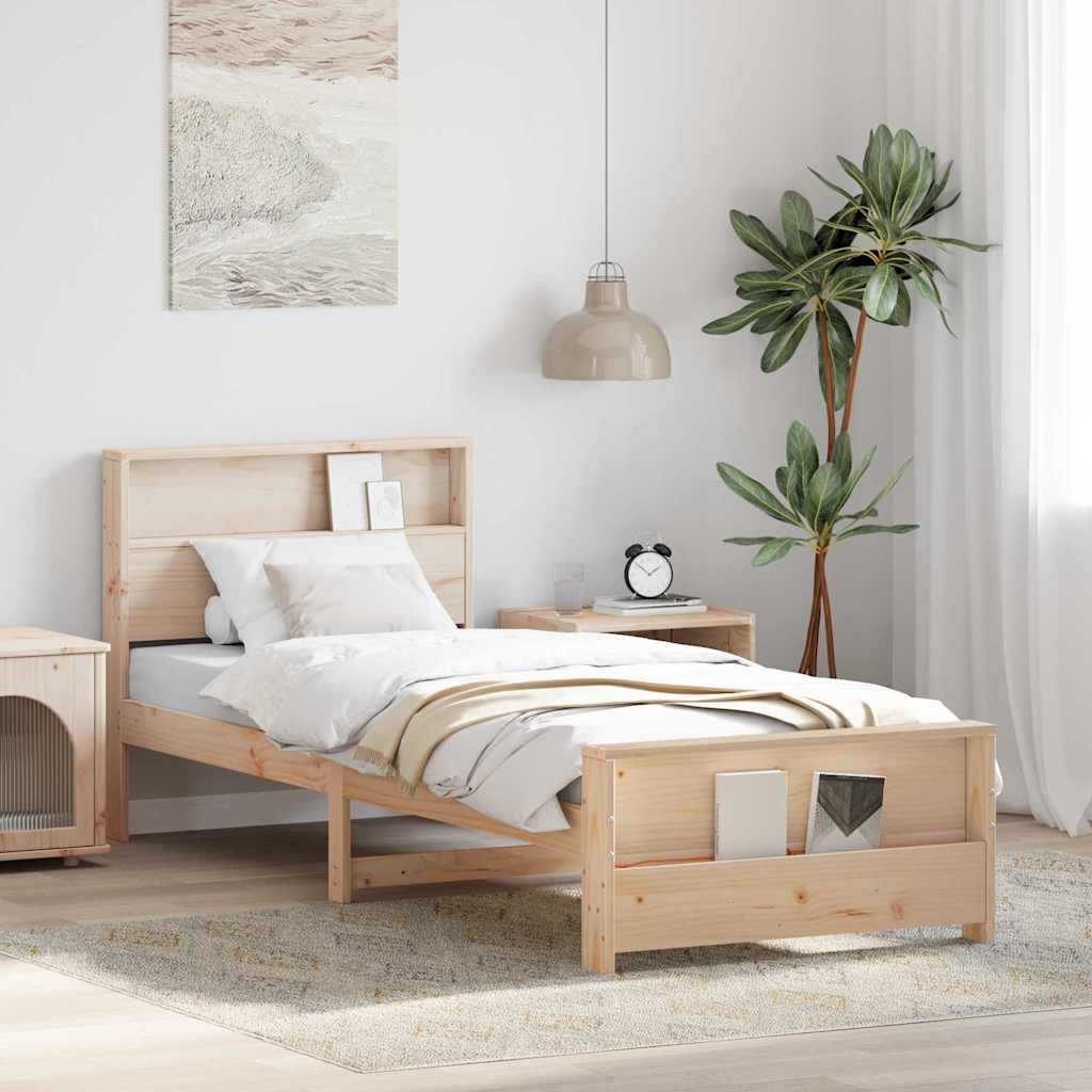 Vidaxl bedframe met plank bruin 100 x 200 cm massief grenenhout