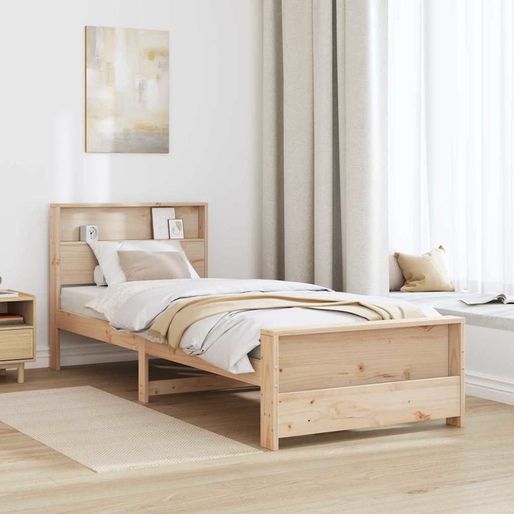 Vidaxl bedframe met plank bruin 100 x 200 cm massief grenenhout