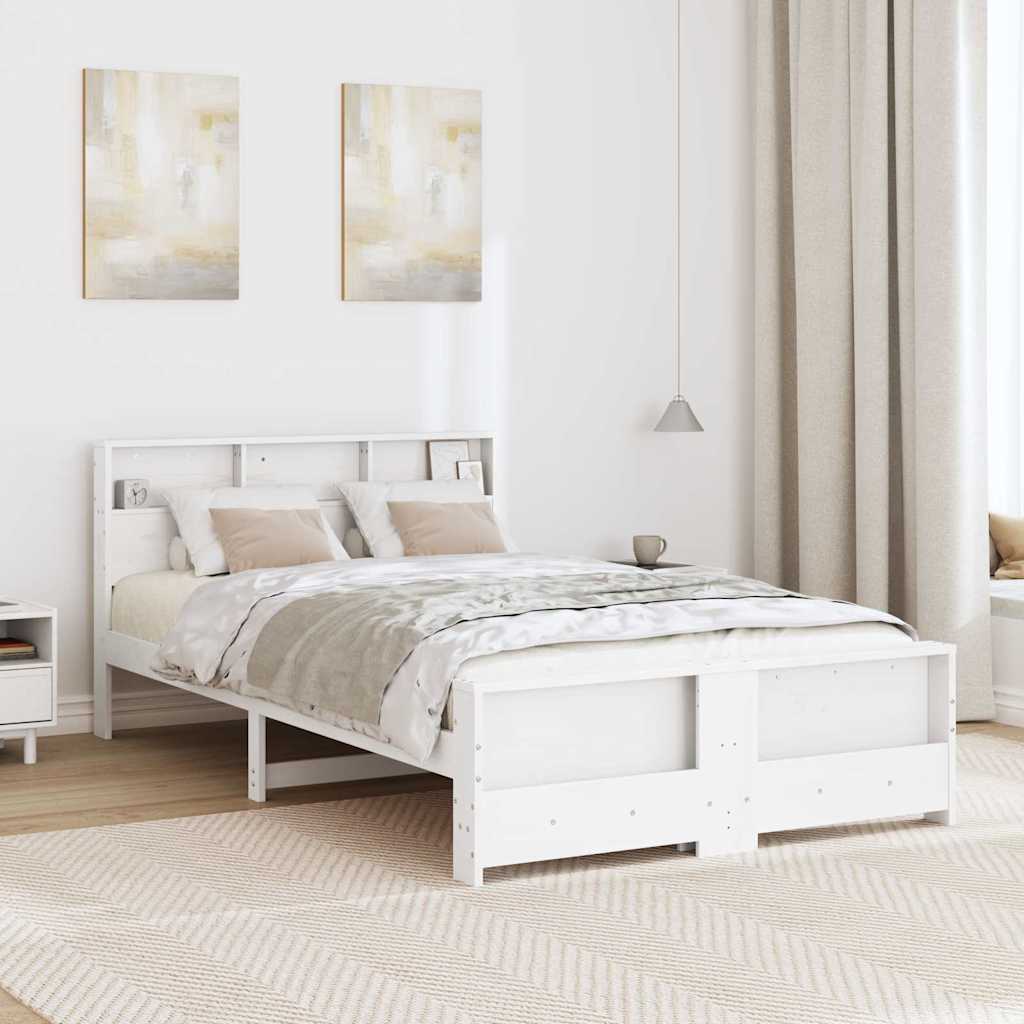 Vidaxl bedframe met plank wit 120 x 190 cm massief grenenhout