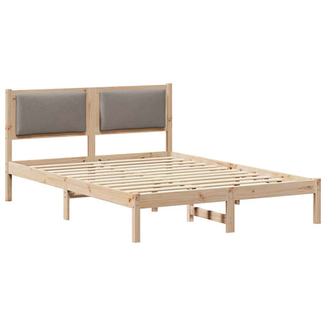 Vidaxl bedframe met hoofdeinde taupe 160 x 200 cm massief grenenhout