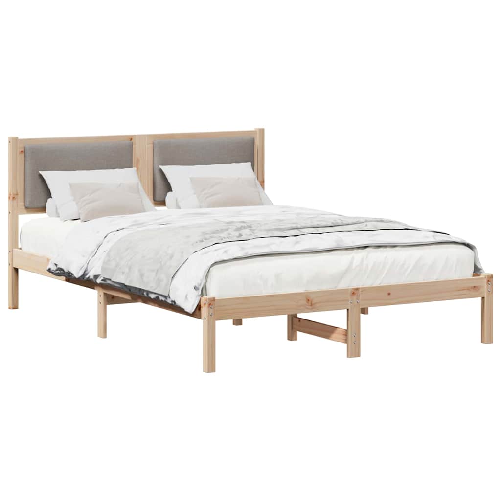 Vidaxl bedframe met hoofdeinde taupe 140 x 200 cm massief grenenhout
