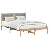 Vidaxl bedframe met hoofdeinde taupe 140 x 200 cm massief grenenhout