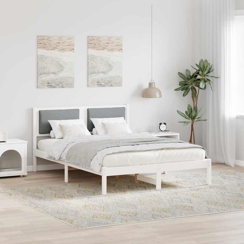 Vidaxl bedframe lichtgrijs 140 x 190 cm massief grenenhout