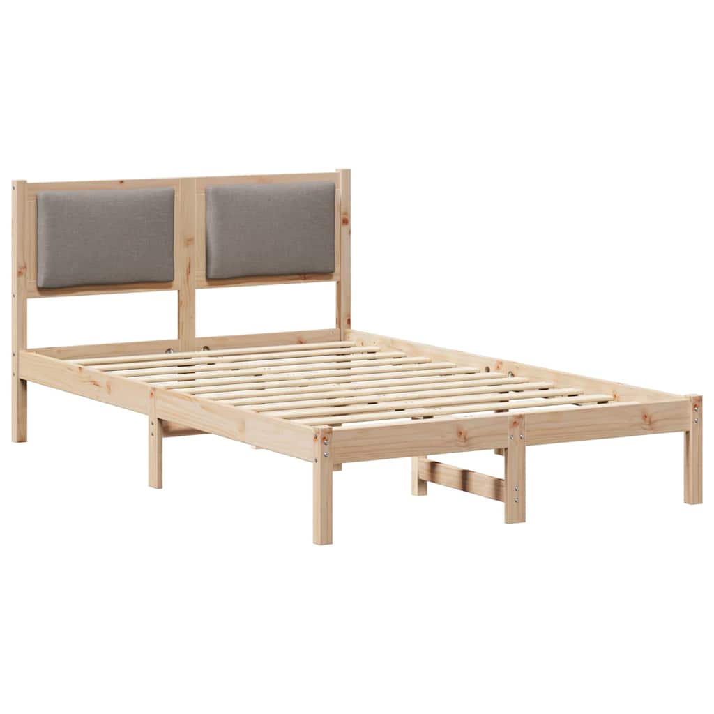 Vidaxl bedframe met hoofdeinde taupe 120 x 190 cm massief grenenhout