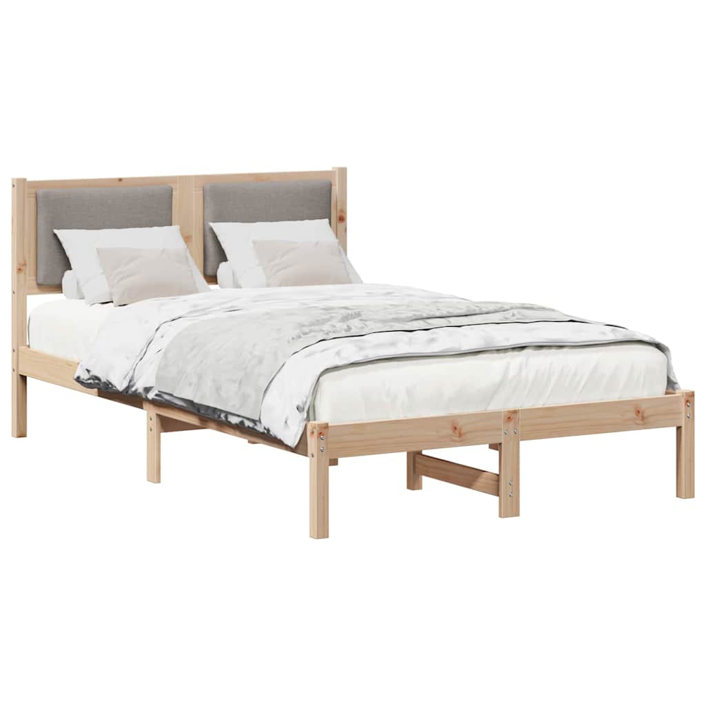 Vidaxl bedframe met hoofdeinde taupe 120 x 190 cm massief grenenhout