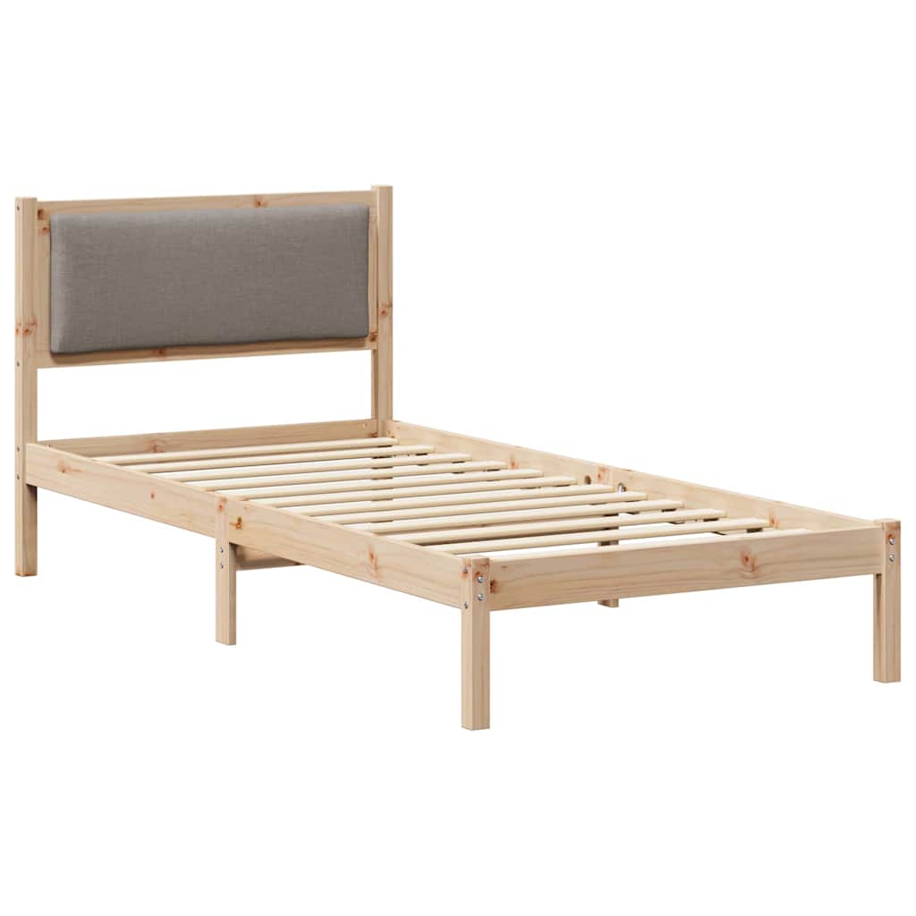 Vidaxl bedframe met hoofdeinde taupe 100 x 200 cm massief grenenhout
