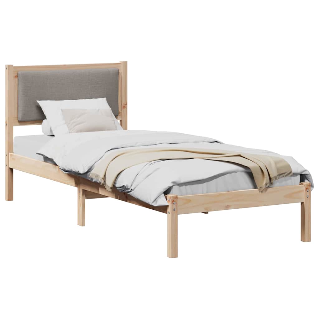 Vidaxl bedframe met hoofdeinde taupe 80 x 200 cm massief grenenhout