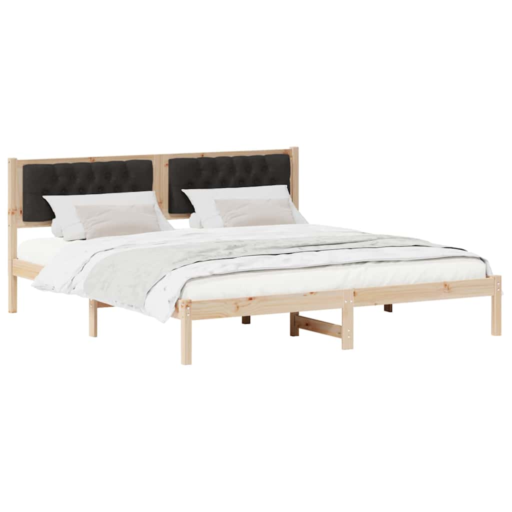 Vidaxl bedframe met hoofdeinde zwart 160 x 200 cm massief grenenhout