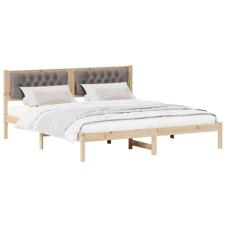 Vidaxl bedframe met hoofdeinde taupe 160 x 200 cm massief grenenhout