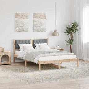 Vidaxl bedframe lichtgrijs 140 x 190 cm massief grenenhout