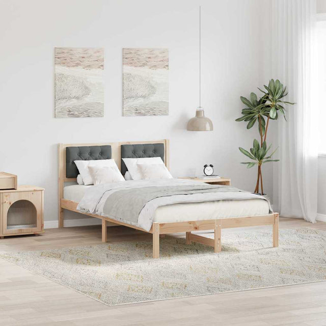 Vidaxl bedframe donkergrijs 135 x 190 cm massief grenenhout