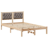 Vidaxl bedframe met hoofdeinde taupe 135 x 190 cm massief grenenhout