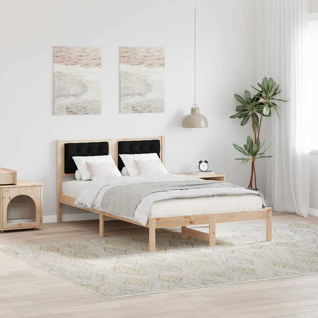 Vidaxl bedframe met hoofdeinde zwart 120 x 190 cm massief grenenhout