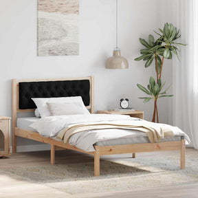 Vidaxl bedframe met hoofdeinde zwart 100 x 200 cm massief grenenhout