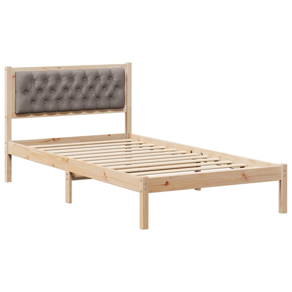 Vidaxl bedframe met hoofdeinde taupe 100 x 200 cm massief grenenhout