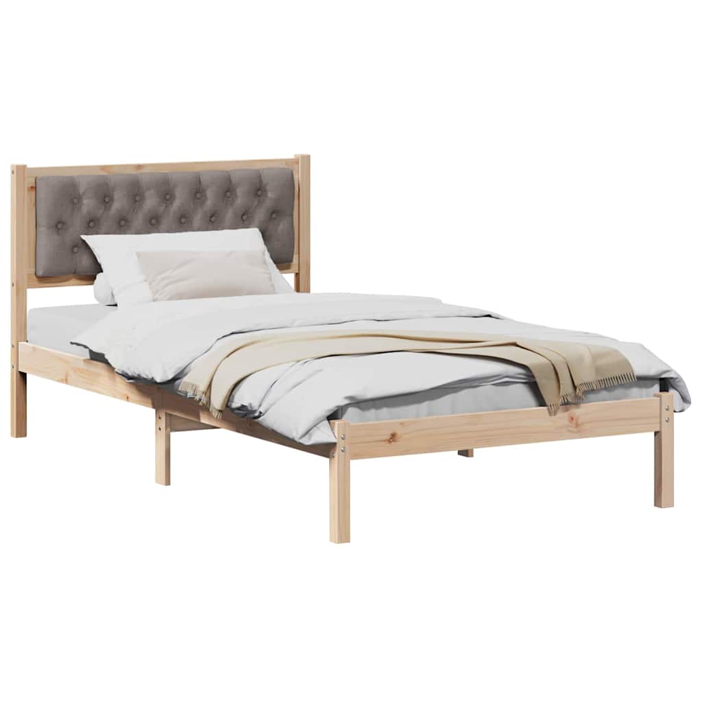 Vidaxl bedframe met hoofdeinde taupe 100 x 200 cm massief grenenhout