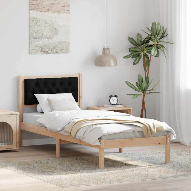 Vidaxl bedframe met hoofdeinde zwart 90 x 200 cm massief grenenhout