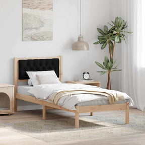 Vidaxl bedframe met hoofdeinde zwart 90 x 190 cm massief grenenhout