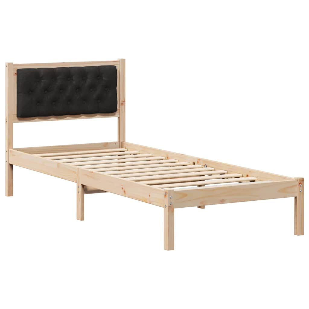 Vidaxl bedframe met hoofdeinde zwart 90 x 190 cm massief grenenhout