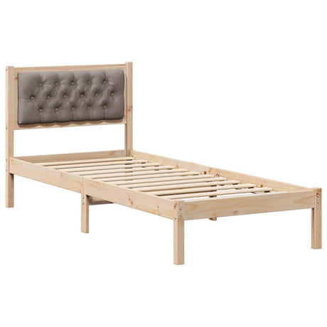 Vidaxl bedframe met hoofdeinde taupe 75 x 190 cm massief grenenhout