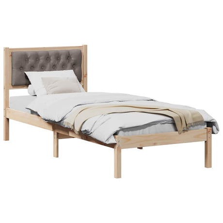 Vidaxl bedframe met hoofdeinde taupe 75 x 190 cm massief grenenhout