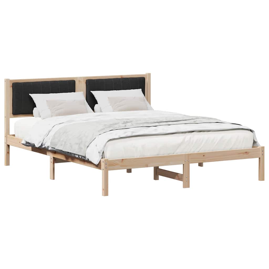 Vidaxl bedframe met gevoerd hoofdgedeelte zwart 150 x 200 cm