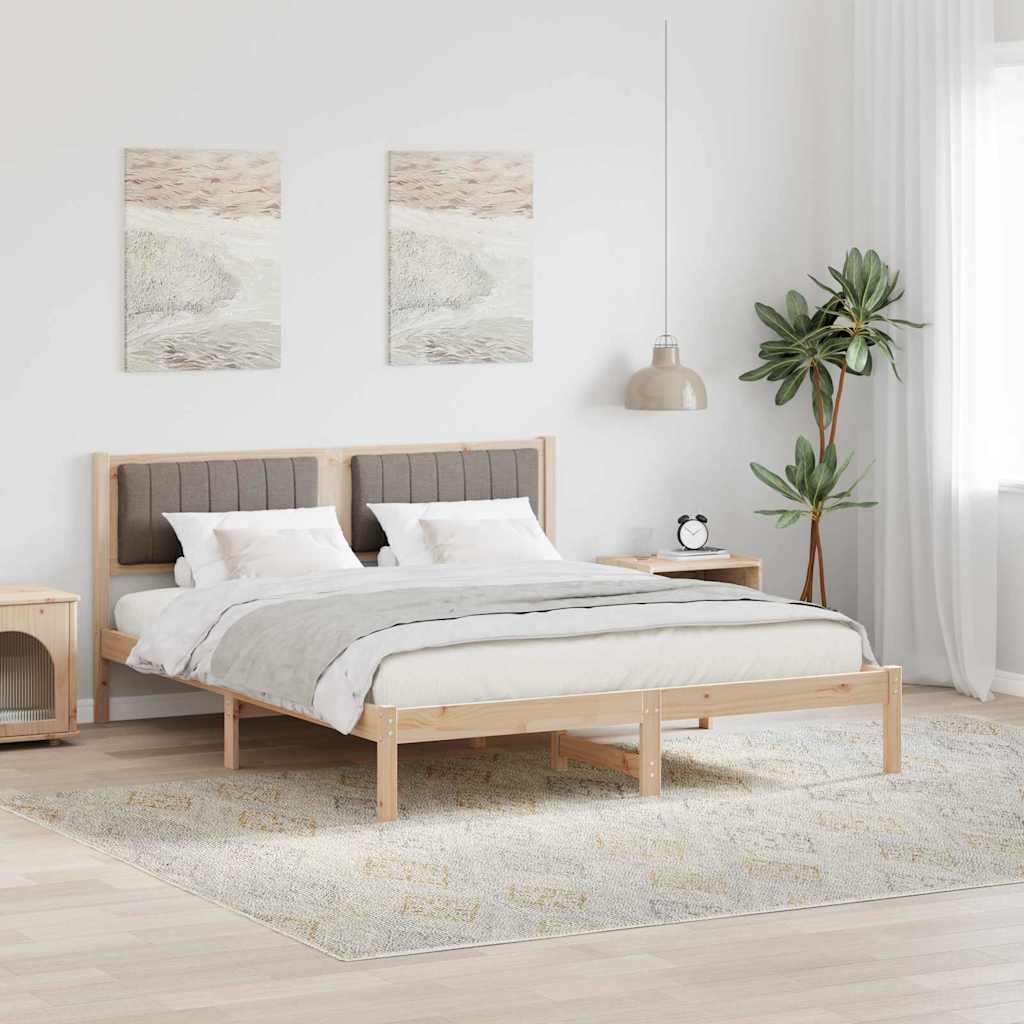 Vidaxl bedframe met gevoerd hoofdgedeelte taupe 150 x 200 cm