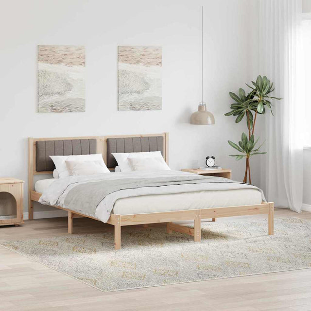 Vidaxl bedframe met gevoerd hoofdgedeelte taupe 150 x 200 cm