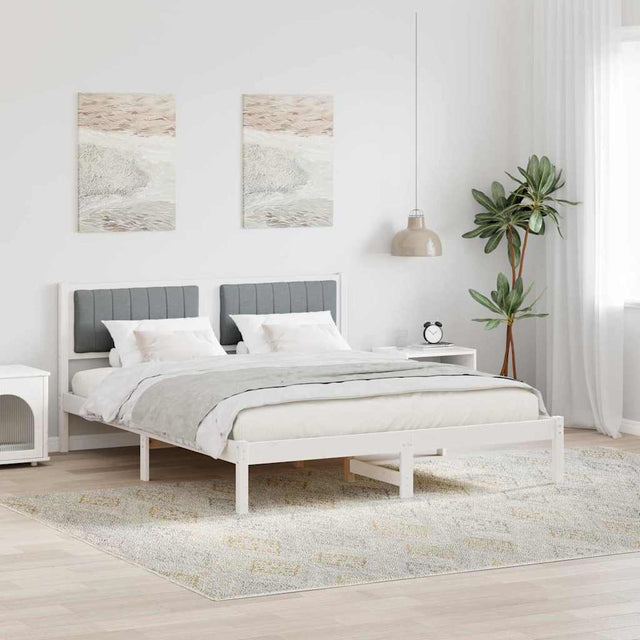 Vidaxl bedframe met gevoerd hoofdgedeelte lichtgrijs 150 x 200 cm