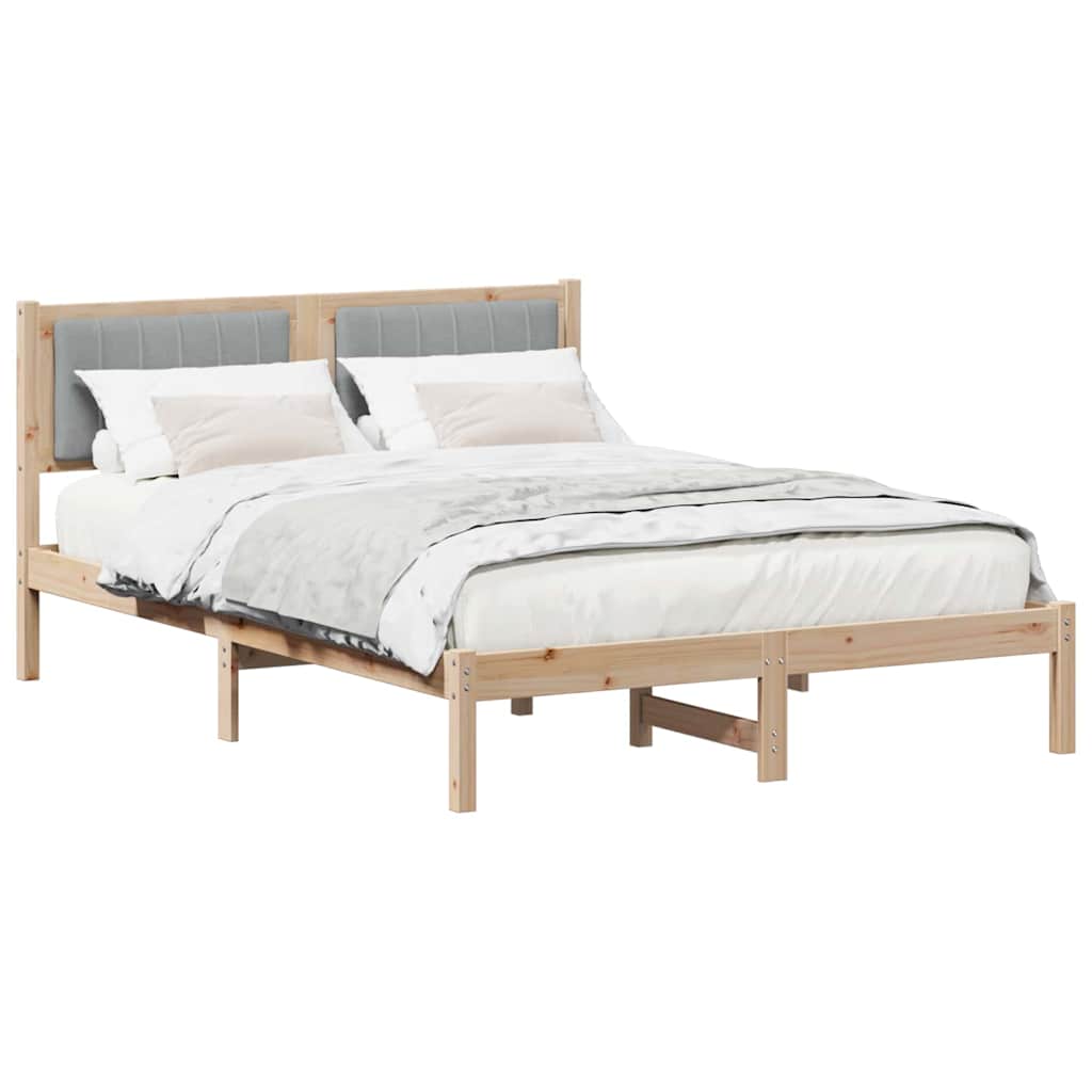 Vidaxl bedframe met gevoerd hoofdgedeelte lichtgrijs 140 x 200 cm