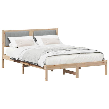 Vidaxl bedframe met gevoerd hoofdgedeelte lichtgrijs 140 x 200 cm