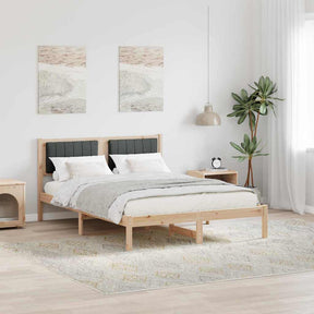 Vidaxl bedframe met gevoerd hoofdgedeelte donkergrijs 140 x 200 cm