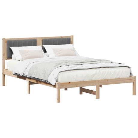 Vidaxl bedframe met gevoerd hoofdgedeelte donkergrijs 140 x 200 cm