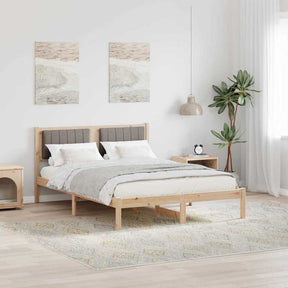 Vidaxl bedframe met gevoerd hoofdgedeelte taupe 140 x 200 cm