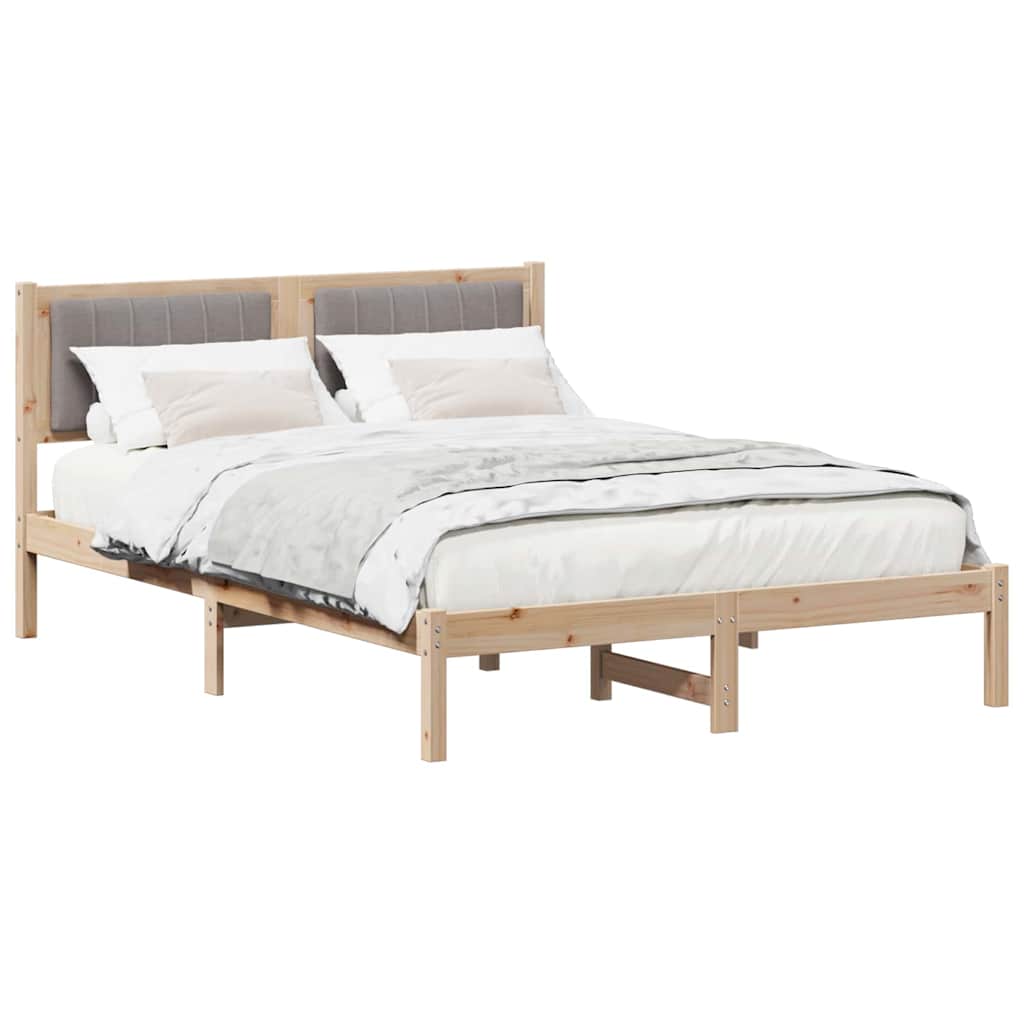 Vidaxl bedframe met gevoerd hoofdgedeelte taupe 140 x 190 cm