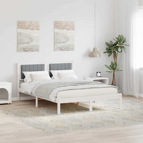 Vidaxl bedframe met gevoerd hoofdgedeelte lichtgrijs 140 x 190 cm