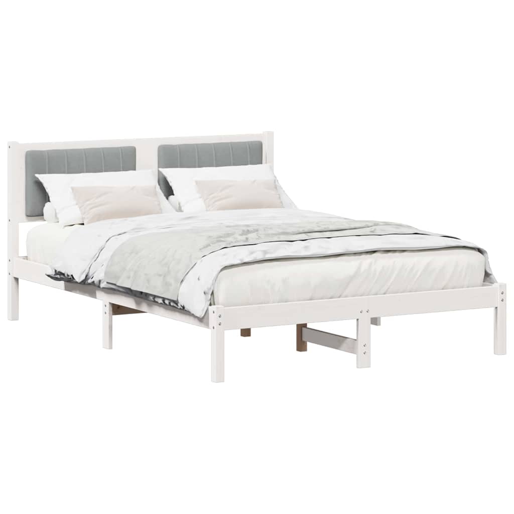 Vidaxl bedframe met gevoerd hoofdgedeelte lichtgrijs 140 x 190 cm