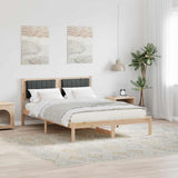 Vidaxl bedframe met gevoerd hoofdgedeelte donkergrijs 135 x 190 cm