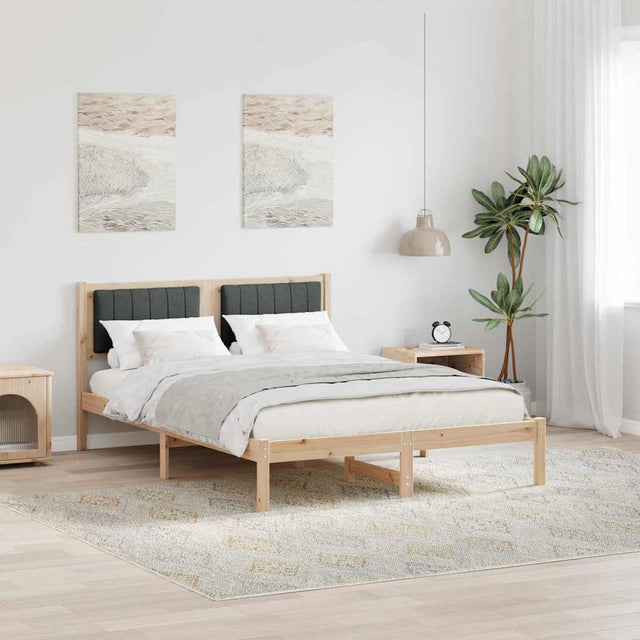 Vidaxl bedframe met gevoerd hoofdgedeelte donkergrijs 135 x 190 cm