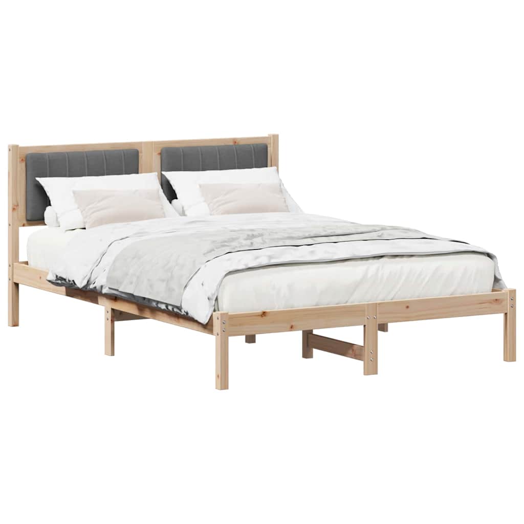 Vidaxl bedframe met gevoerd hoofdgedeelte donkergrijs 135 x 190 cm