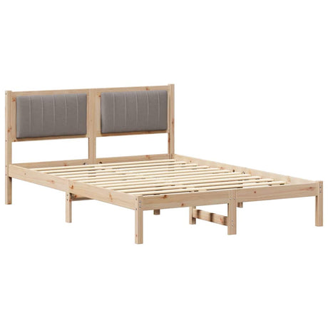 Vidaxl bedframe met gevoerd hoofdgedeelte taupe 135 x 190 cm