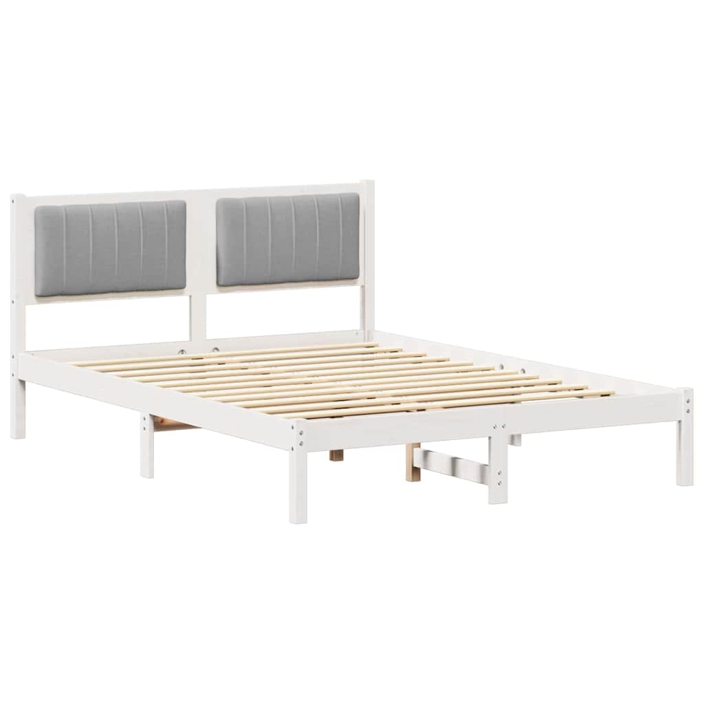 Vidaxl bedframe met gevoerd hoofdgedeelte lichtgrijs 135 x 190 cm