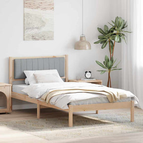Vidaxl bedframe met gevoerd hoofdgedeelte lichtgrijs 100 x 200 cm