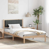 Vidaxl bedframe met gevoerd hoofdgedeelte donkergrijs 100 x 200 cm