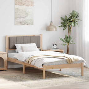 Vidaxl bedframe met gevoerd hoofdgedeelte taupe 100 x 200 cm